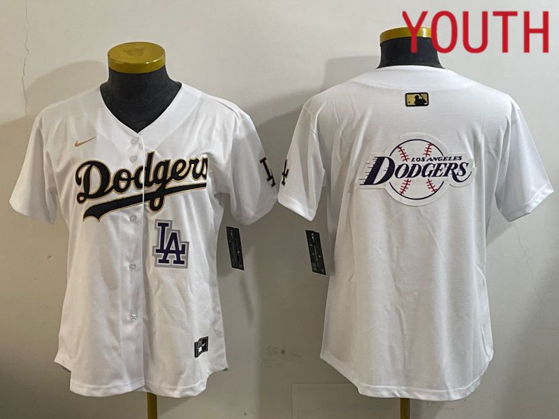 Youth Los Angeles Dodgers Blank White Game 2024 Nike MLB Jersey style 12058->youth mlb jersey->Youth Jersey